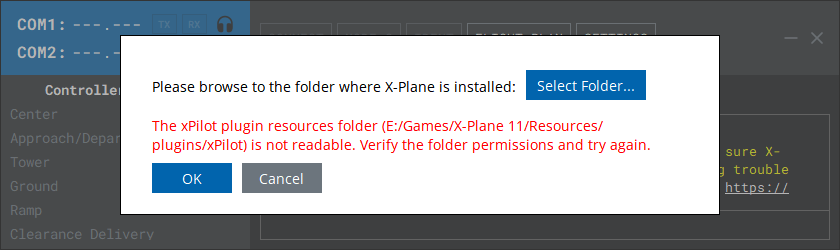 X-Plane folder is not readable